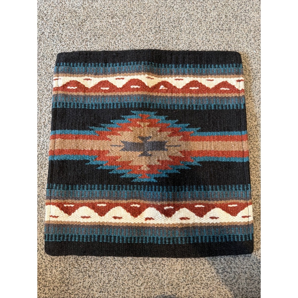 El Paso Saddle Blanket Woven Wool Pillow Cover 17x18 Southwest Geometric